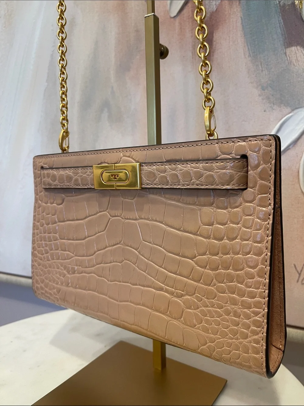 Gorgeous Tory Burch Croc-Embossed Lee Radziwill Shoulder Bag